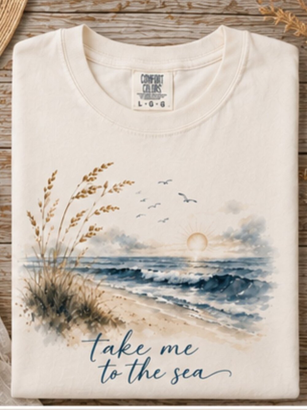 Take Me to the Sea Comfort Colors Tee | Coastal Watercolor Shirt - Picture 3 of 4